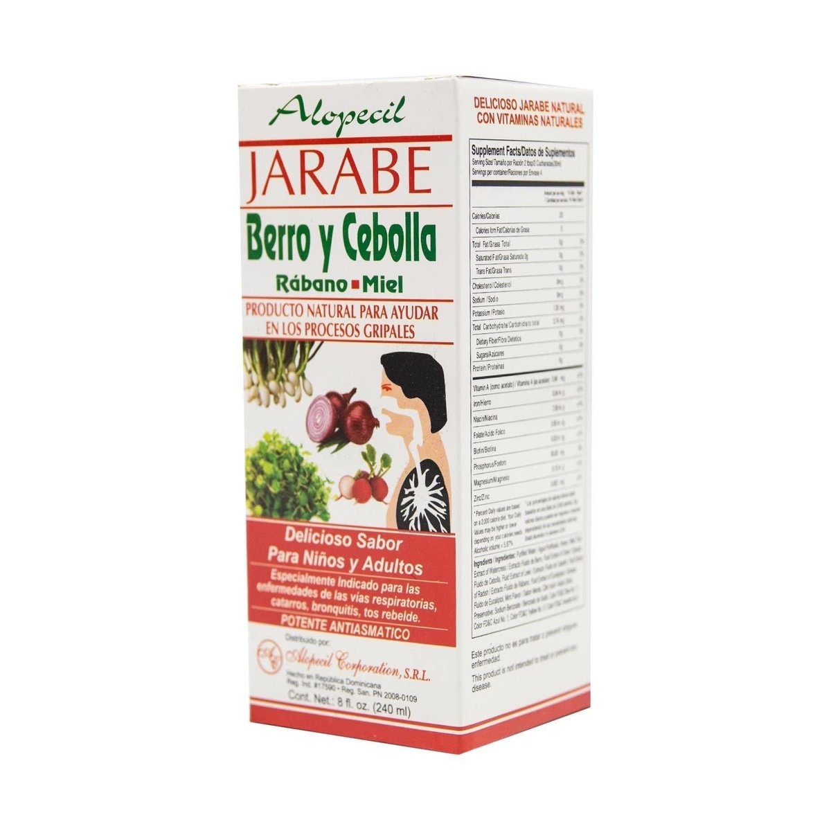 Jarabe Berro y Cebolla  Rábano y Miel Alopecil 240 ml