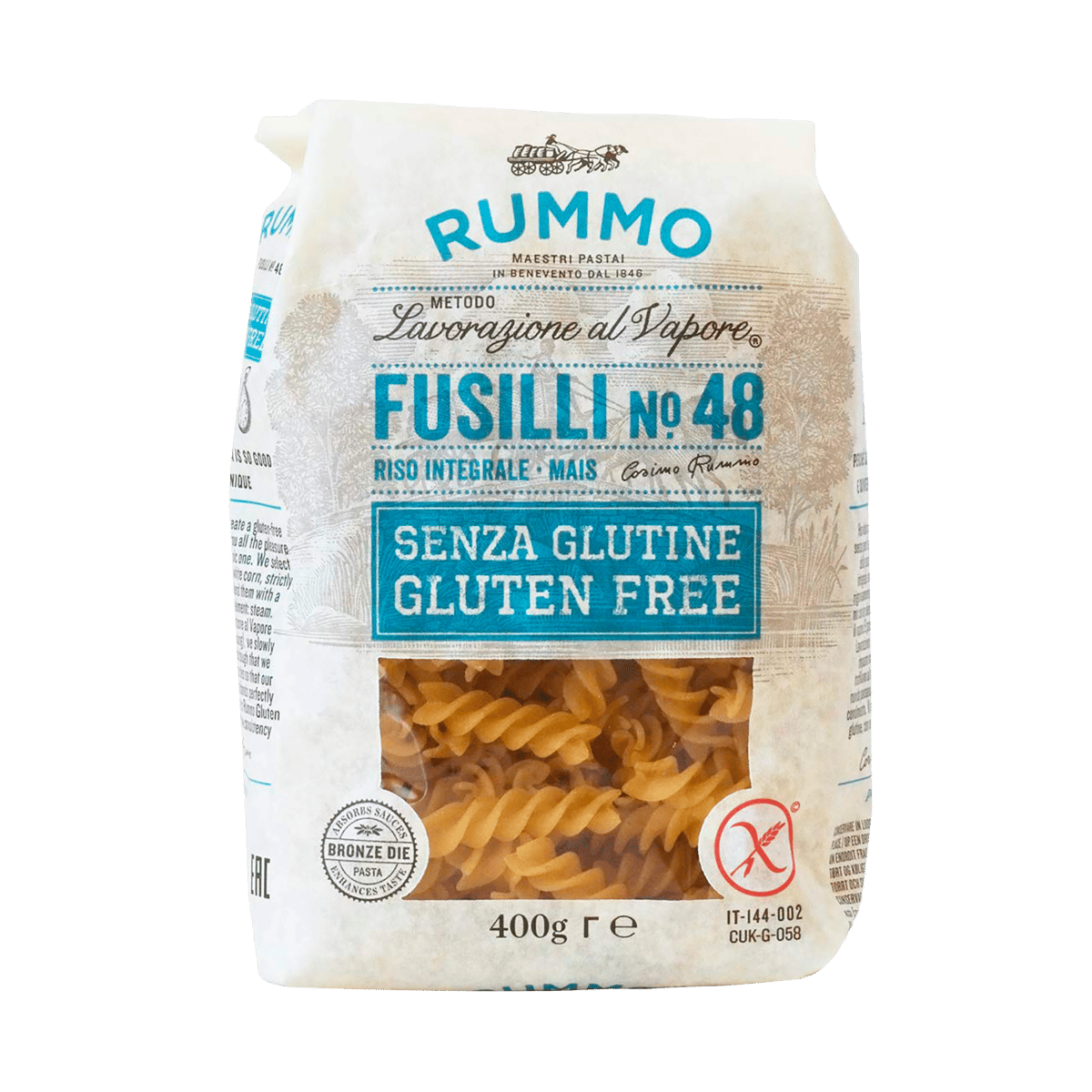 Pasta Rummo Sin gluten Fusilli N°48 400g 