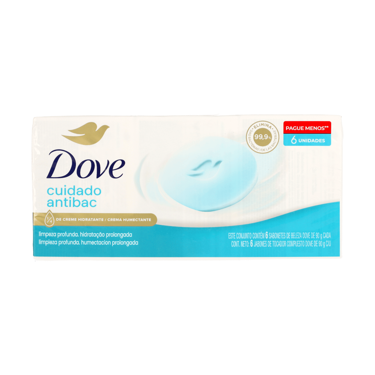 Jabones De Tocador Dove Antibacterial Con Crema Humectante 6 Uds