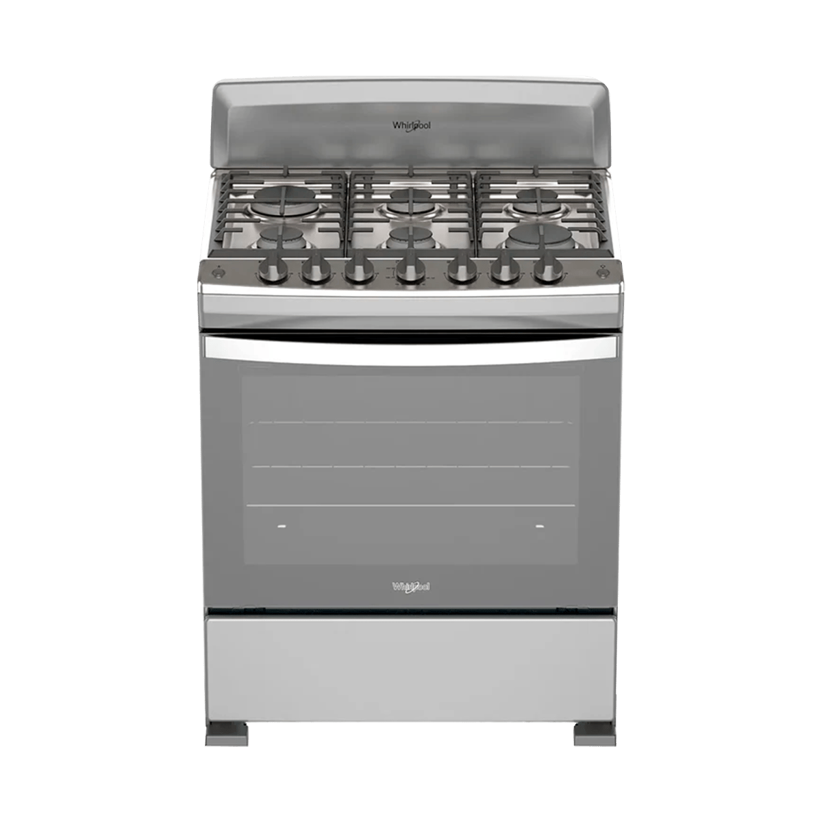 Estufa Whirlpool 30″ Gas 6 Quemadores Plateada LWFR3000S