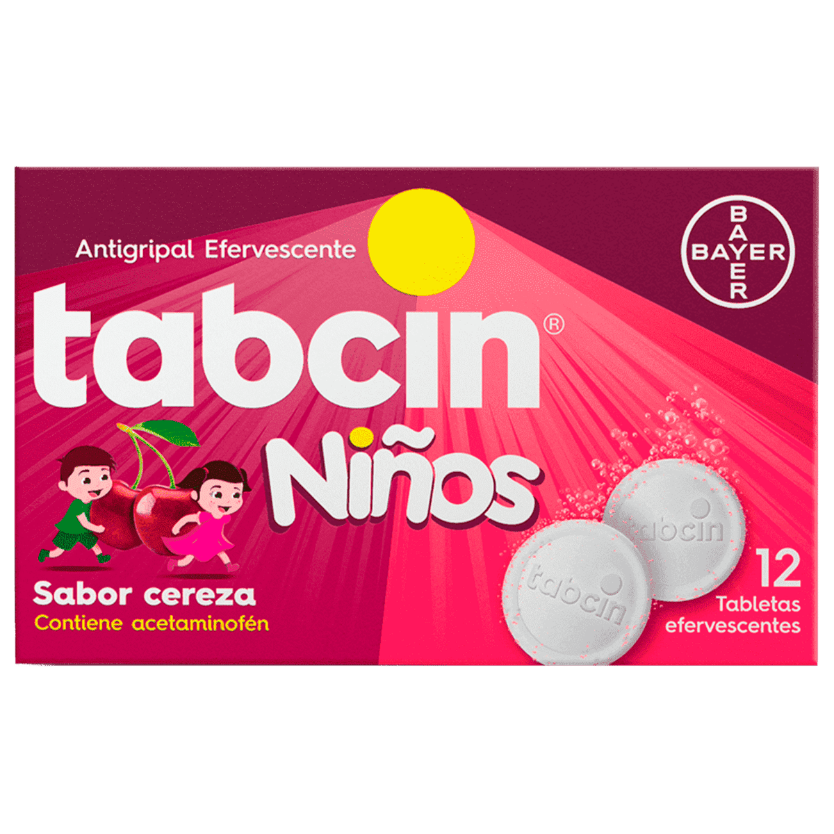 Tabletas Antigripales Efervescentes Tabcin Niños 12 Unidades 