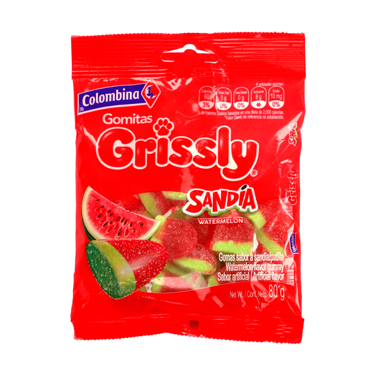 Gomitas Sabor a Sandía Colombina Grissly 80 g