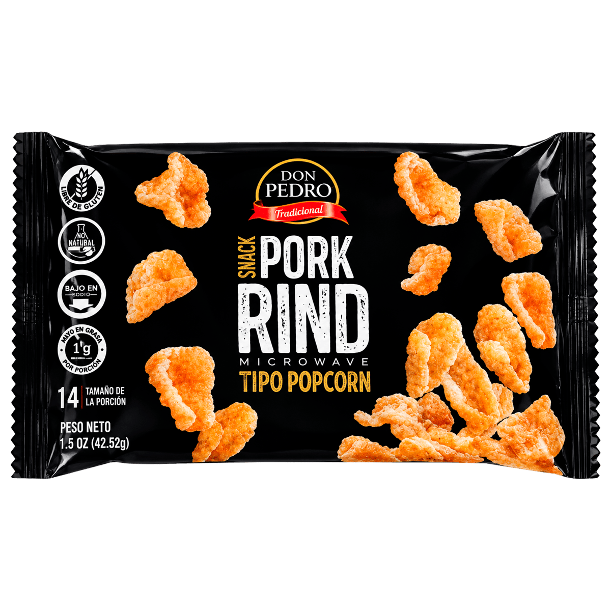 Chicharrón para Microondas Don Pedro Snack Pork Rind Tipo Popcorn Tradicional 42.52 g (1.5 Oz)