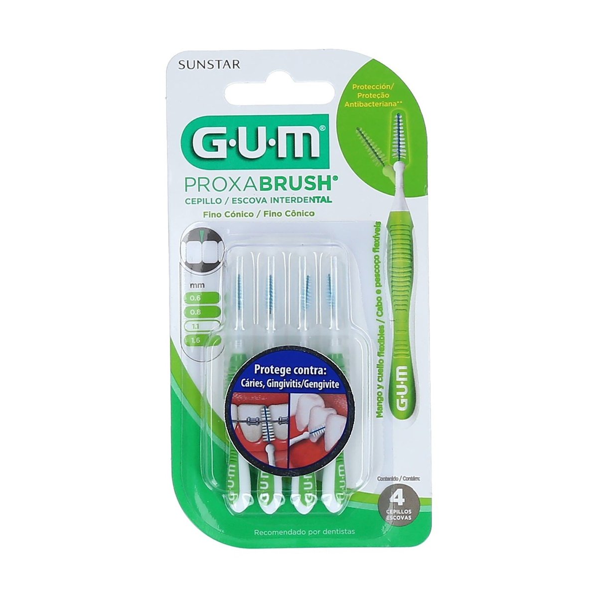 Cepillo Interdental Gum Sunstar Protección Antibacteriana 4 uds