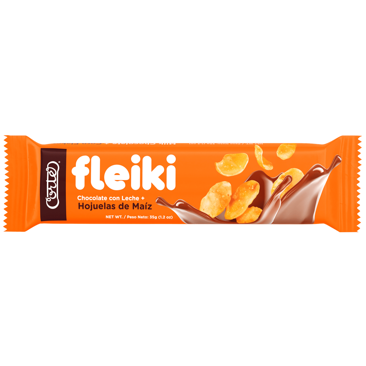 Chocolate Cortes Fleiki Leche & Hojuelas de Maiz 35 Gr