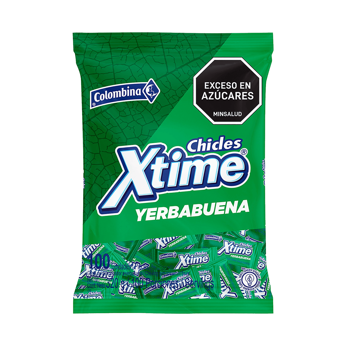 Chicles Xtime Yerbabuena 100 Unidad 370gr 