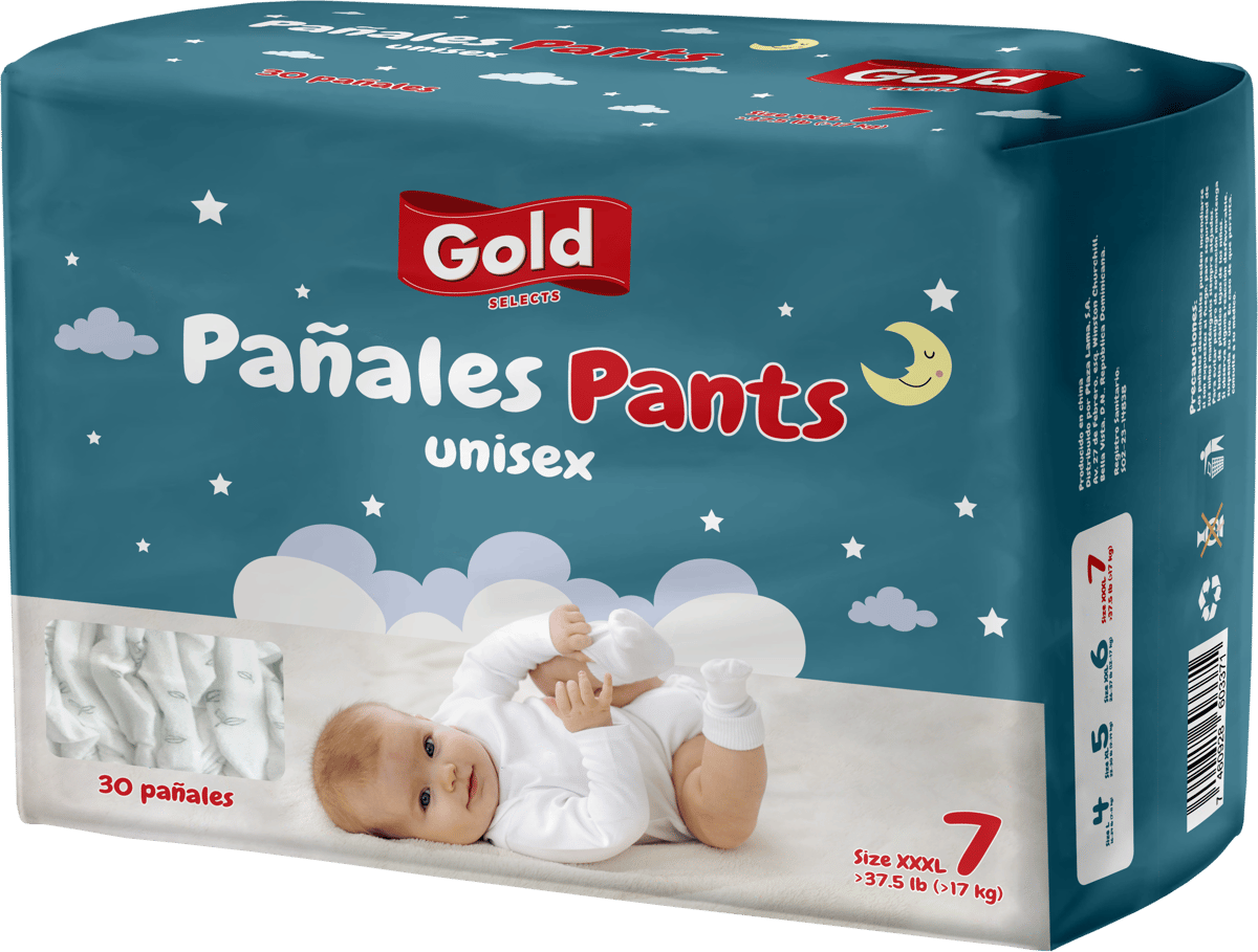 Gold Pañales Pants Unisex Size XXXL7 30 Pañales