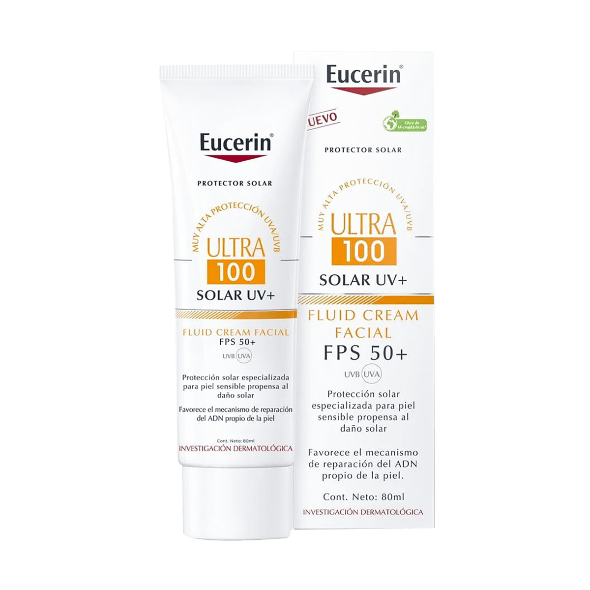 Protector Solar Facial Eucerin Sun Fluid Ultra 100 SPF 50+ 80 ml Piel Sensible