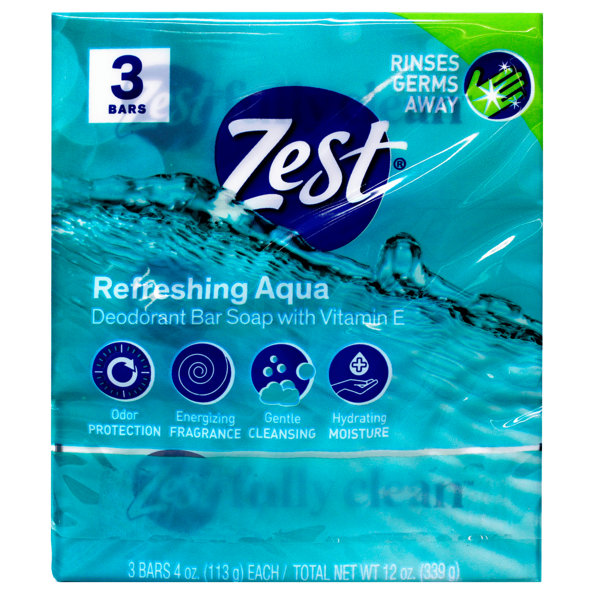 Jabón en Barra Zest Refreshing Aqua con Vitamina E 