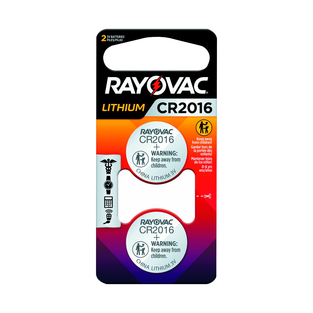 Pilas Rayovac Keyless Lithium CR2016 2Uds