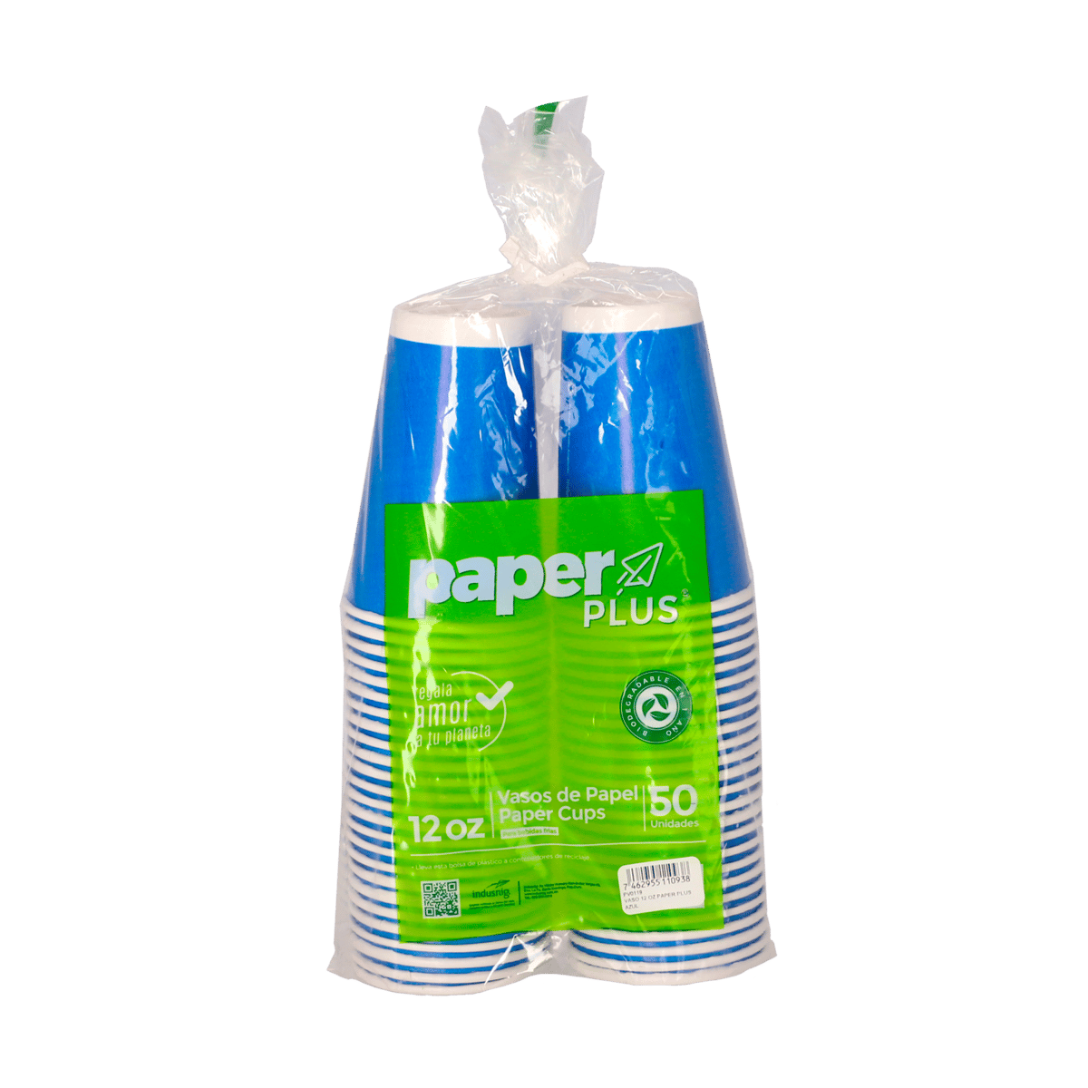 Vasos De Papel Paper Cups Azul 50 Unidades / 12 Oz
