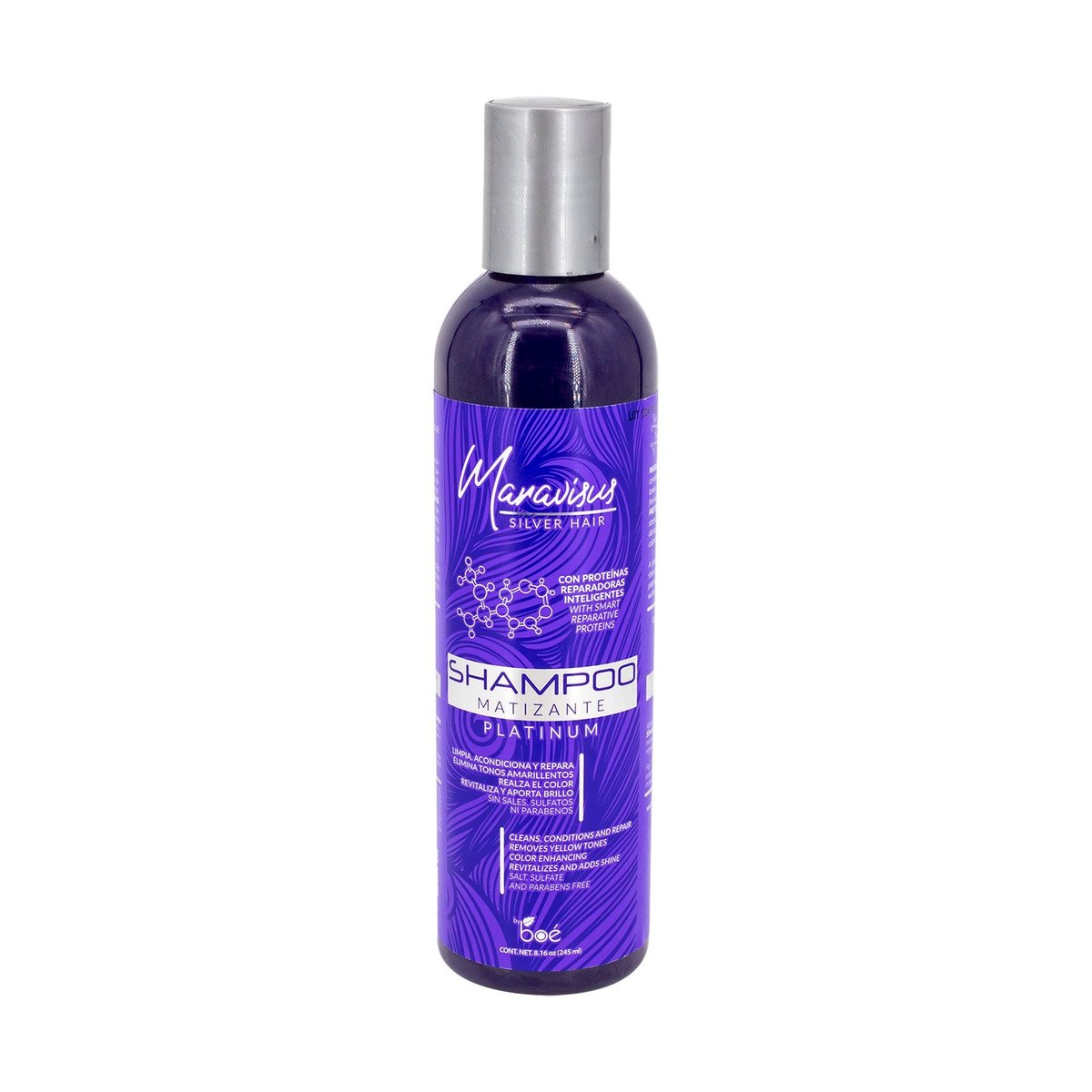 Shampoo Matizante Plateado Boé Maravisus 8.5 Oz