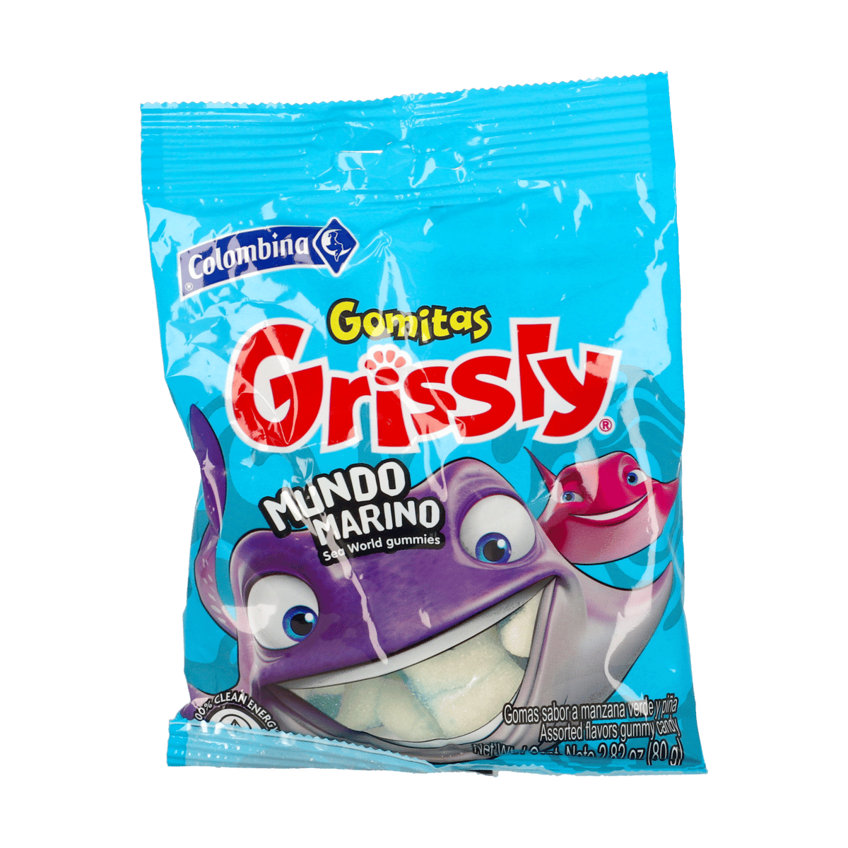 Gomitas Grissly Sabor a Manzana Verde y Piña 36 Uds 80 g