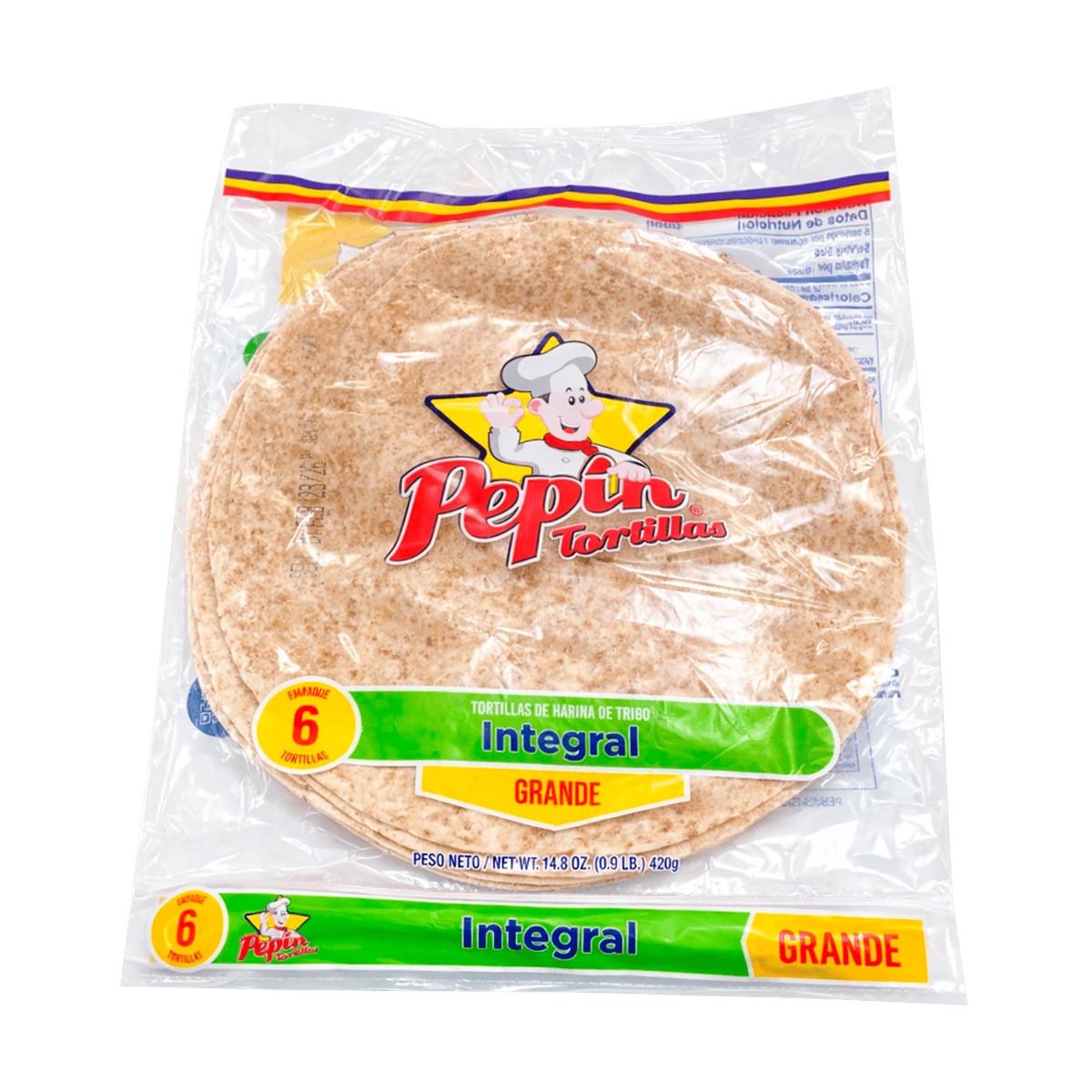 Tortillas de Trigo Integral Pepín Grandes 6 Unidades