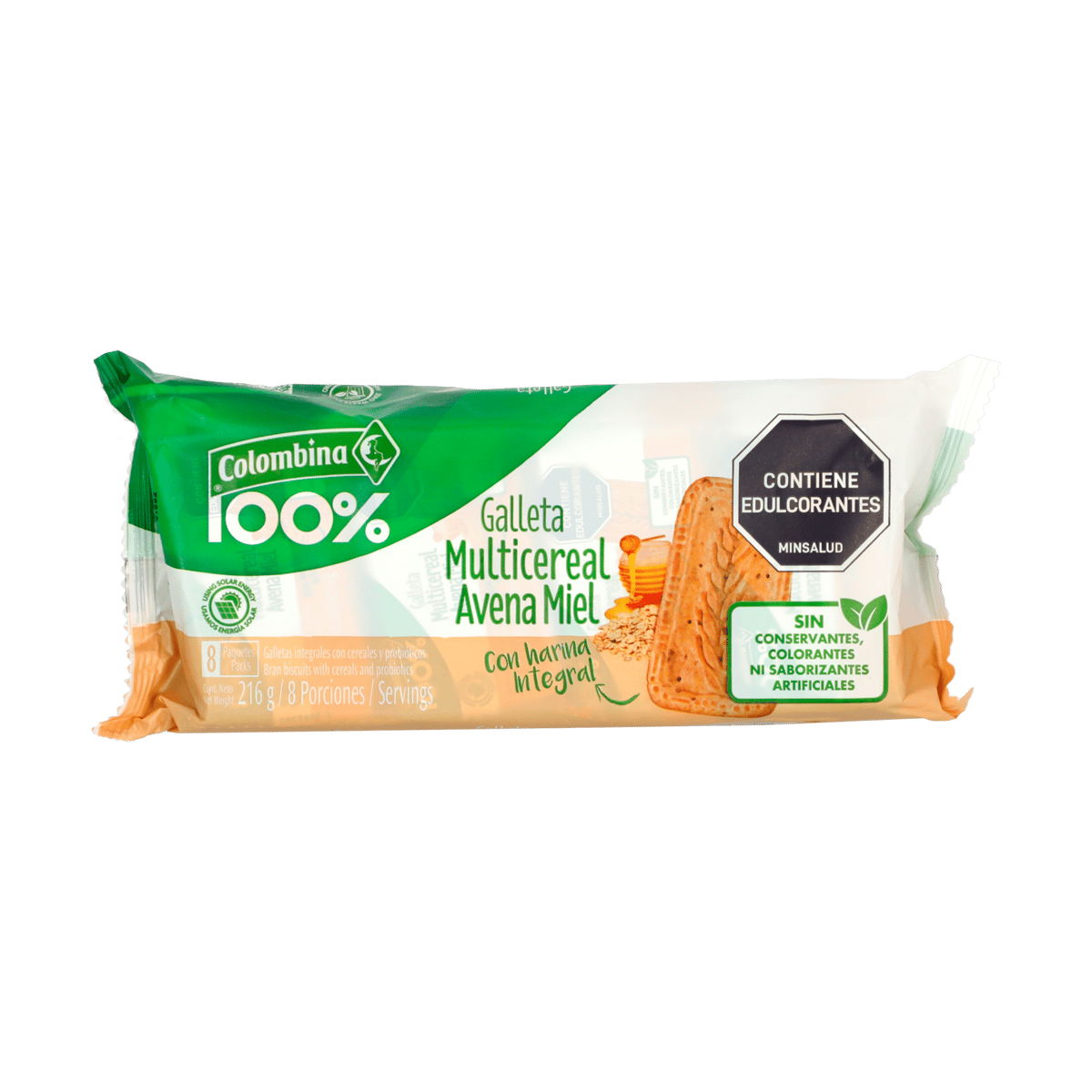 Galleta Multicereal Colombina Avena Y Miel 8 paquetes 
