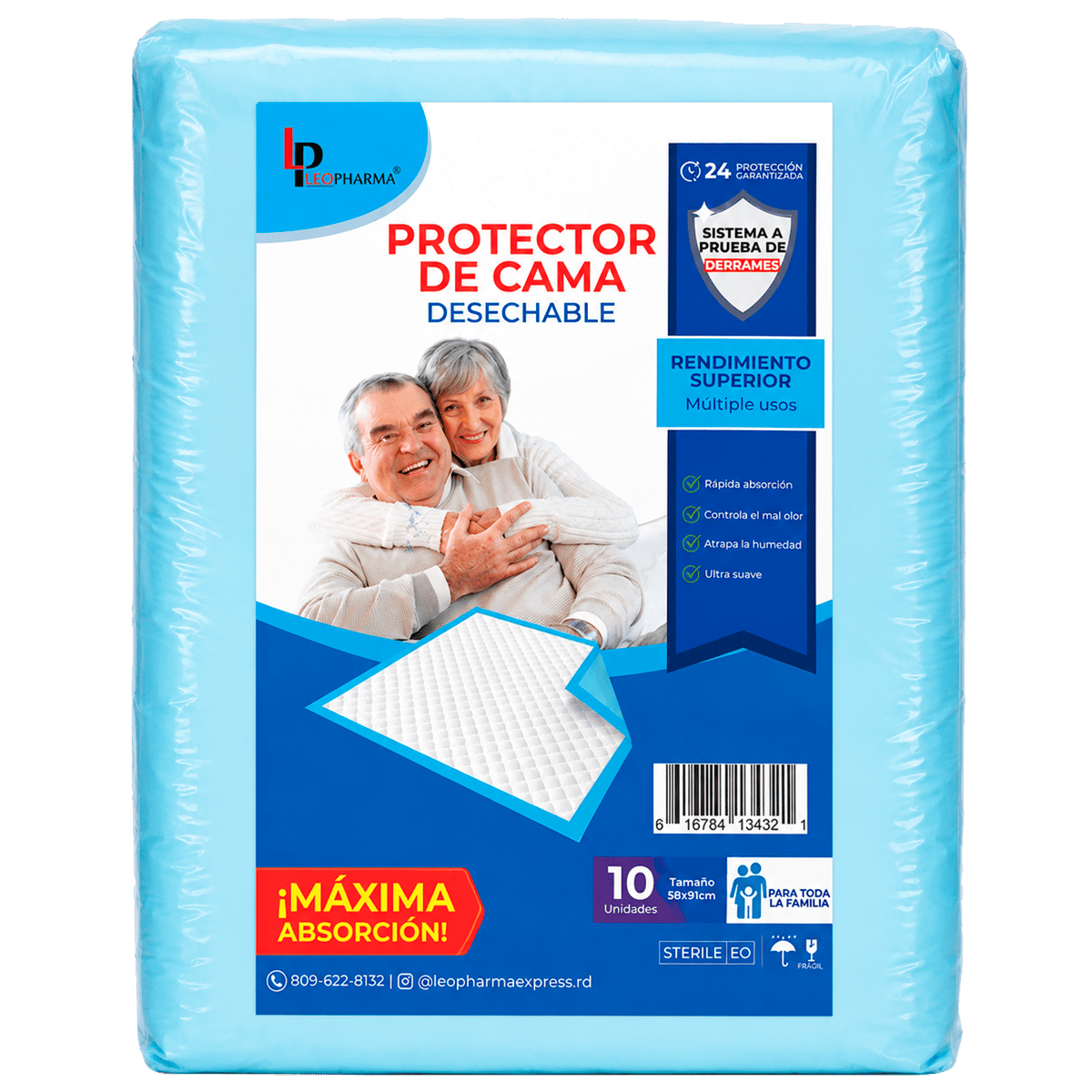 Protector de Cama Desechable Leopharma 58 x 91 cm 10 Unidades