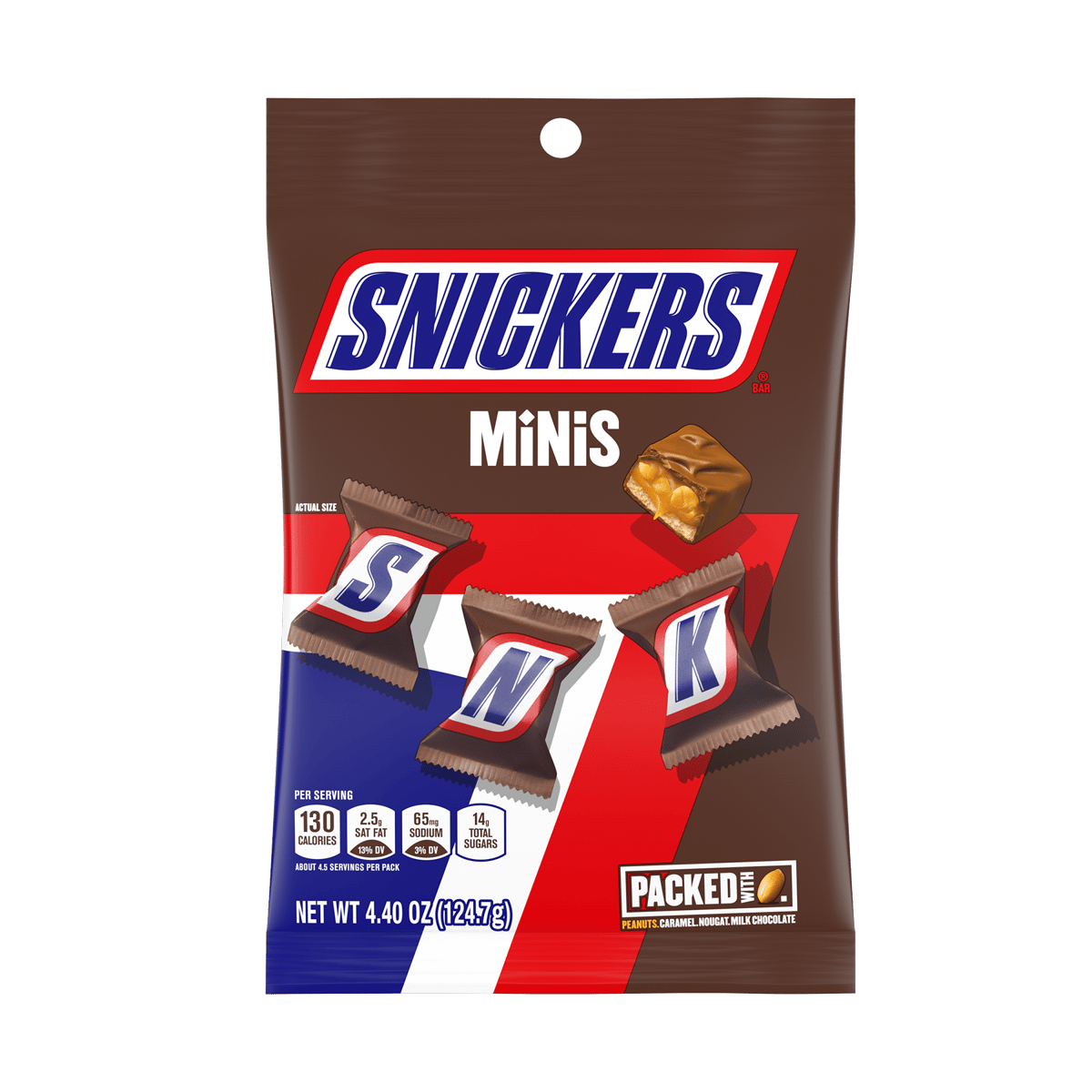 Snickers Minis Chocolates con Maní, Caramelo y Nougat 124.7 g