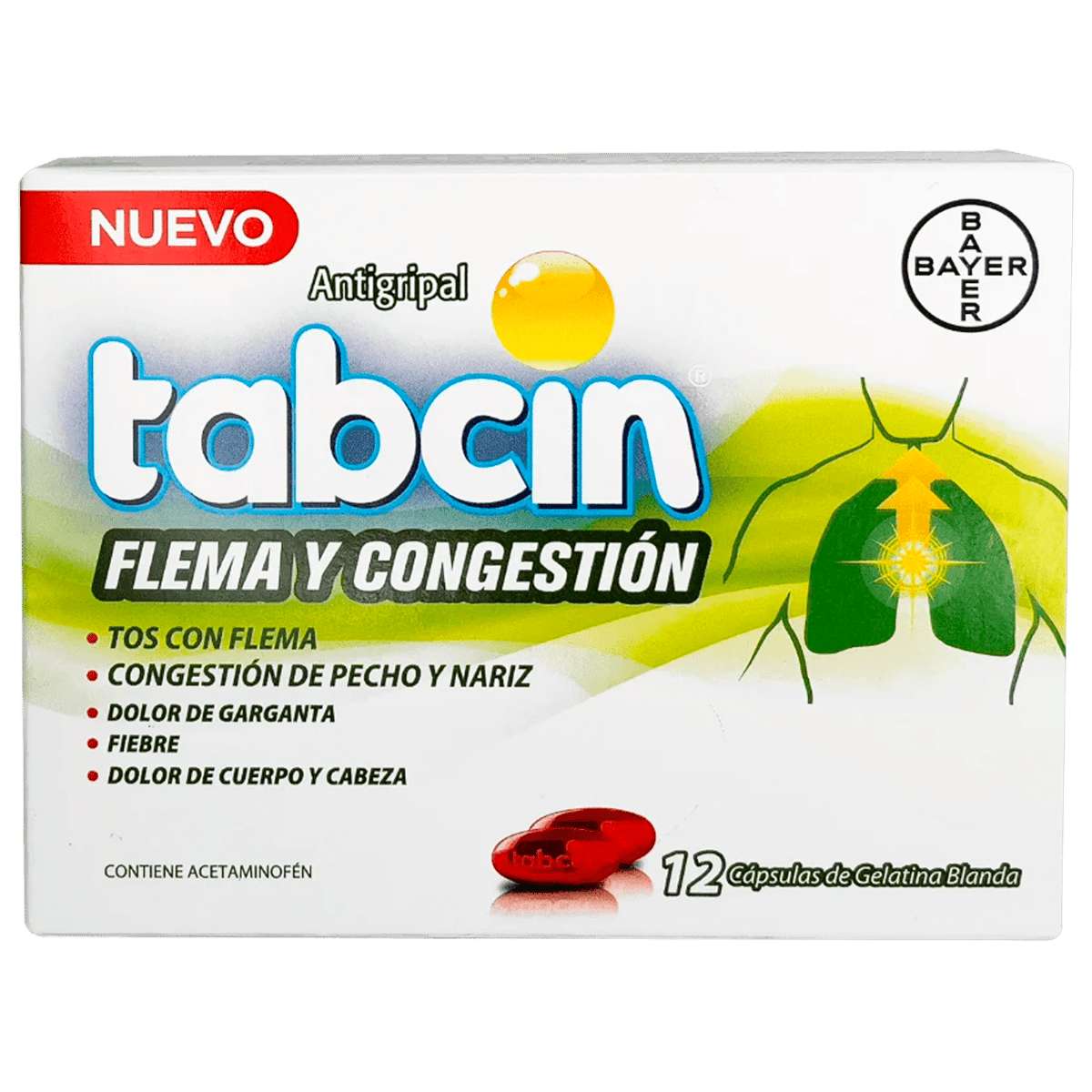 Antigripal Tabcin Flema y Congestión 12 Cápsulas