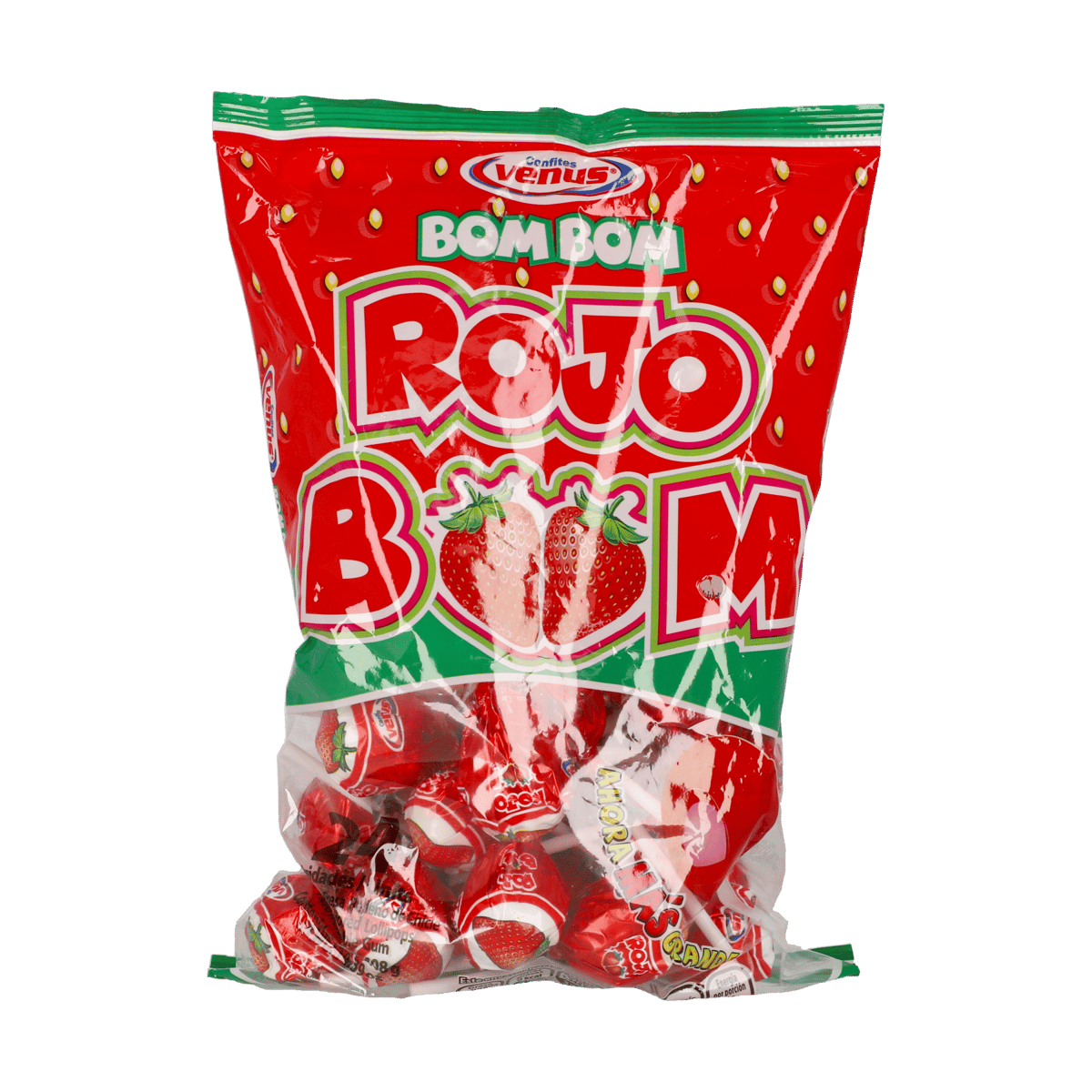 Paletas de Fresa Rellenas de Chicle 24 Uds 