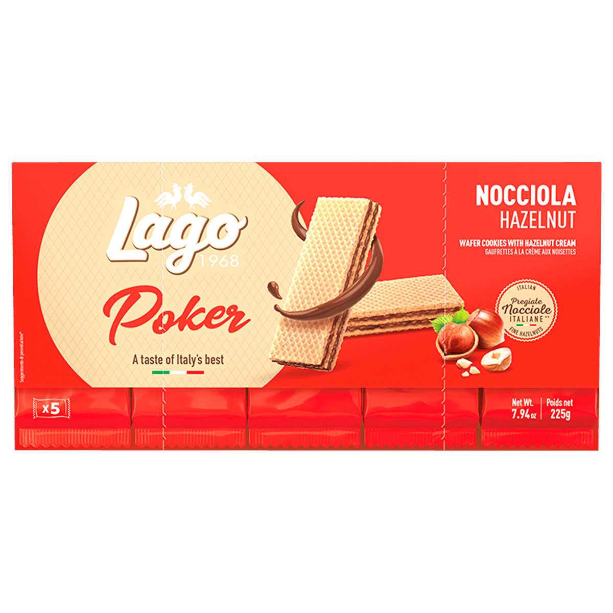 Galleta Wafer Lago Poker con Avellanas 45 g