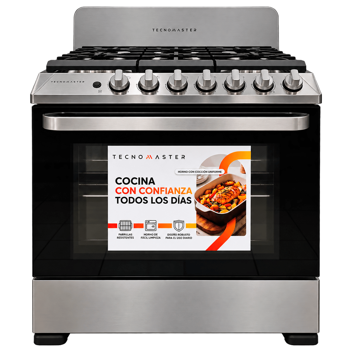Estufa Tecnomaster de 30" con 6 Hornillas y Horno MD30S-02SX2