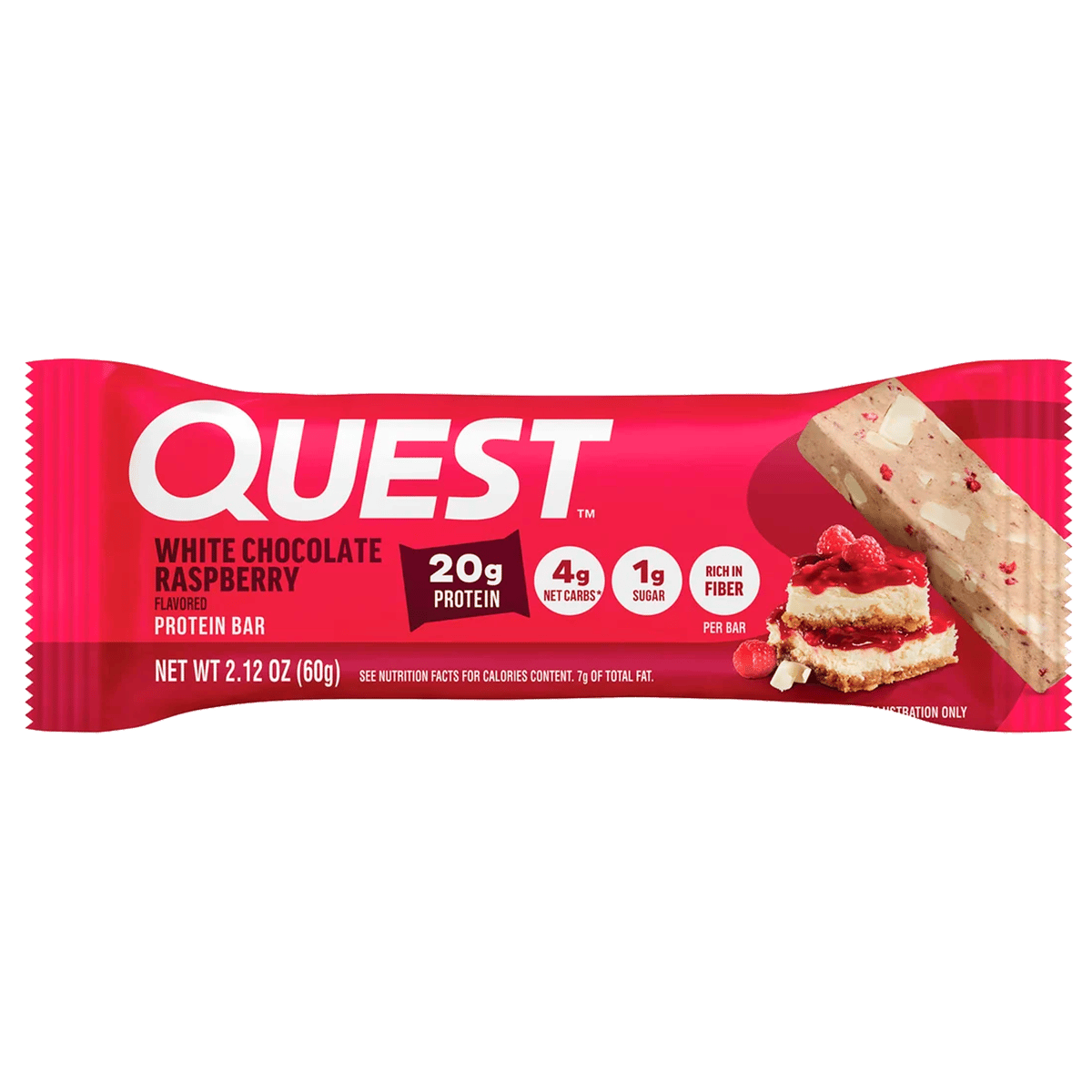 Barra de Proteína Quest Bar Chocolate Blanco y Frambuesa 60 g