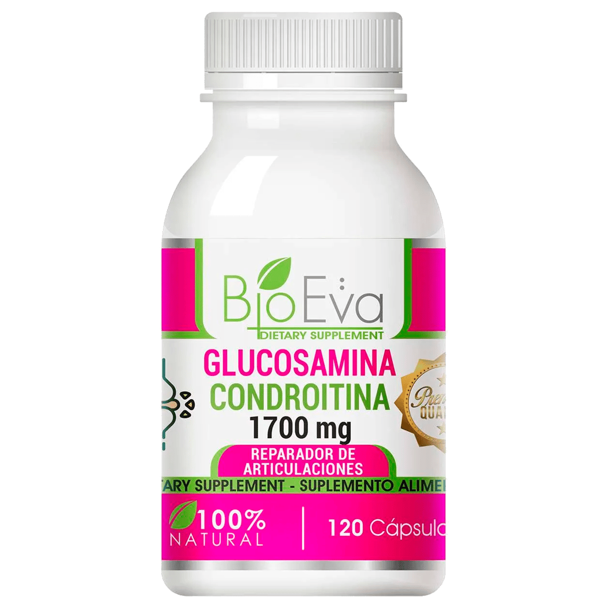 Suplemento para Articulaciones Bio Eva Glucosamina 1700 mg (Frasco de 120 Cápsulas)