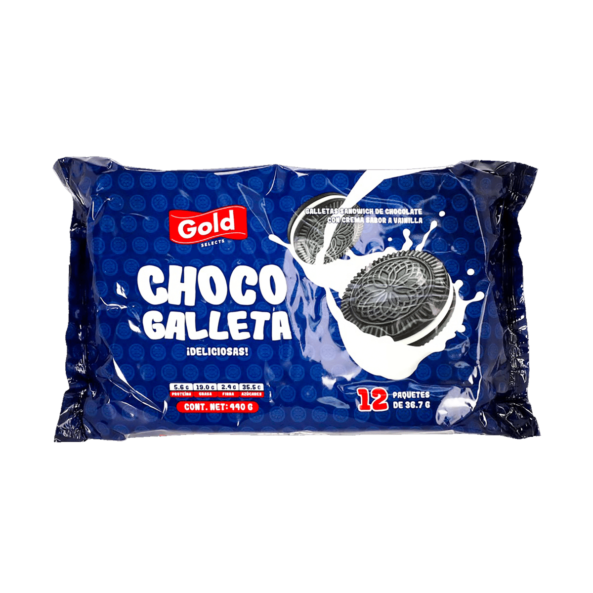 Gold Choco Galleta 12 Paquetes de 36.7 Gr