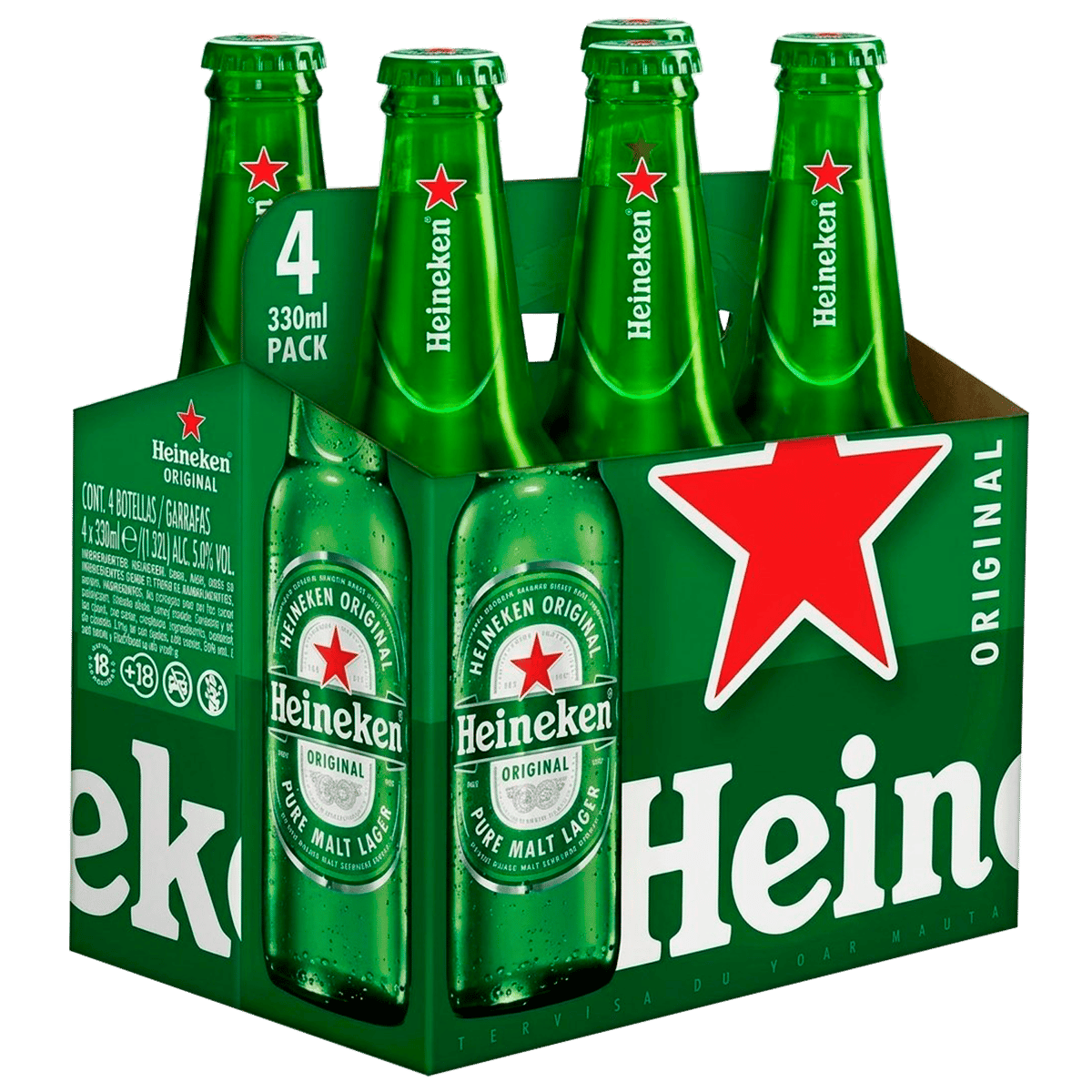 Cerveza Heineken Original Pack de 4 Botellas de 330 ml