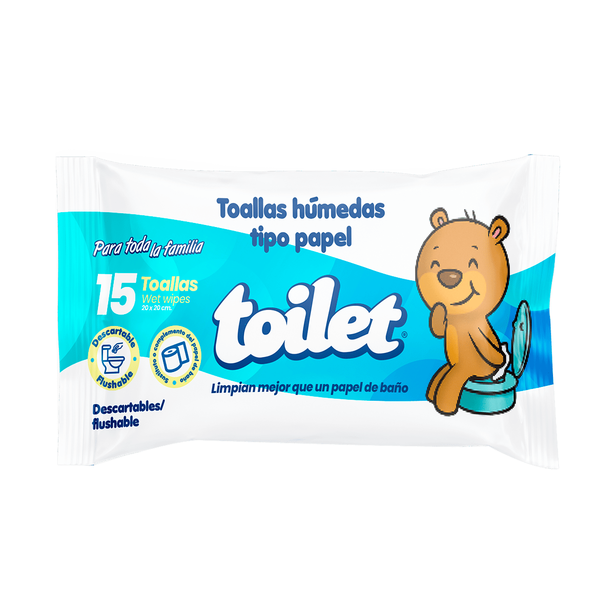 Toallas Húmedas Tipo Papel Descartables toilet 15 Uds