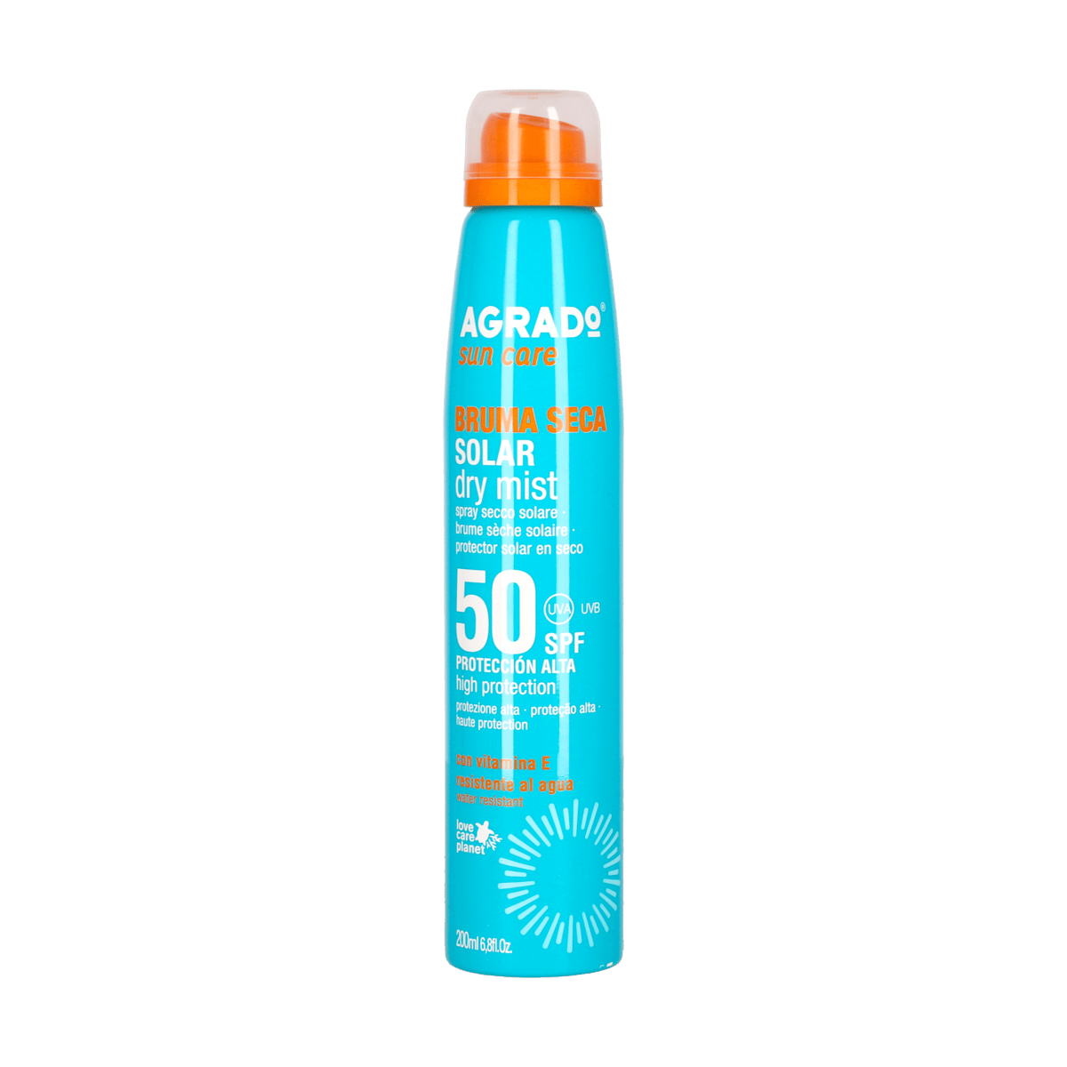 Protector Solar En Spray Seco De 50+ SPF AGRADO 6.8 oz 