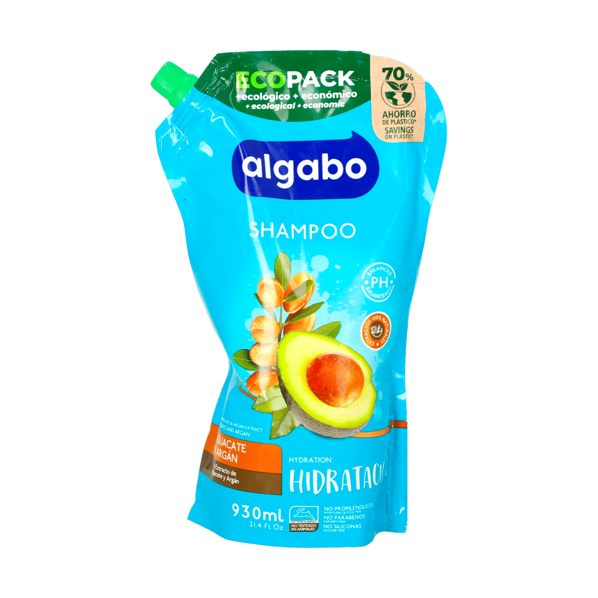 Shampoo Algabo Eco-pack Hidratación Aguacate Y Argán 930ml