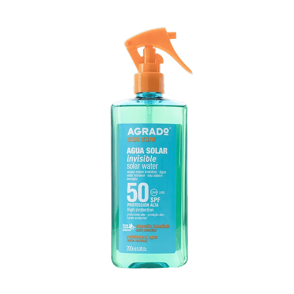 Agua Solar Invisible De 50 SPF AGRADO 200 ml 