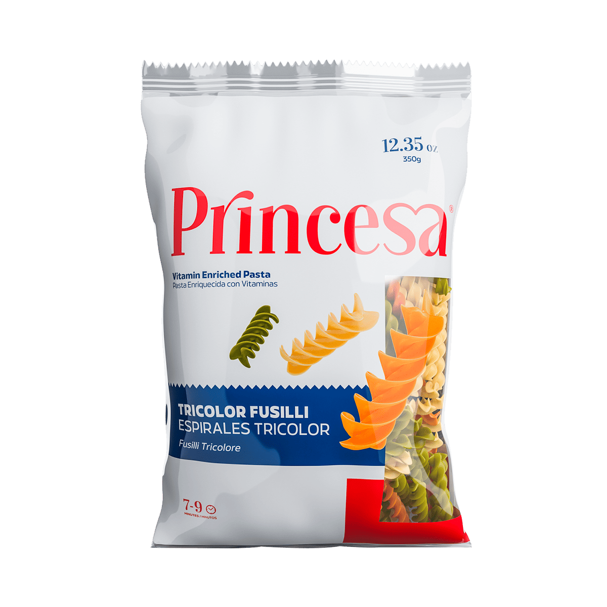 Pasta Enriquecida con Vitaminas Princesa Espirales Tricolor 350 g