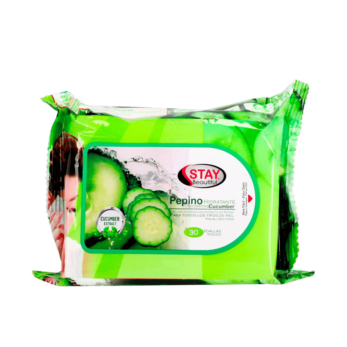 Toallas Húmedas con Extracto de Pepino Stay Beautiful 30 Unidades 