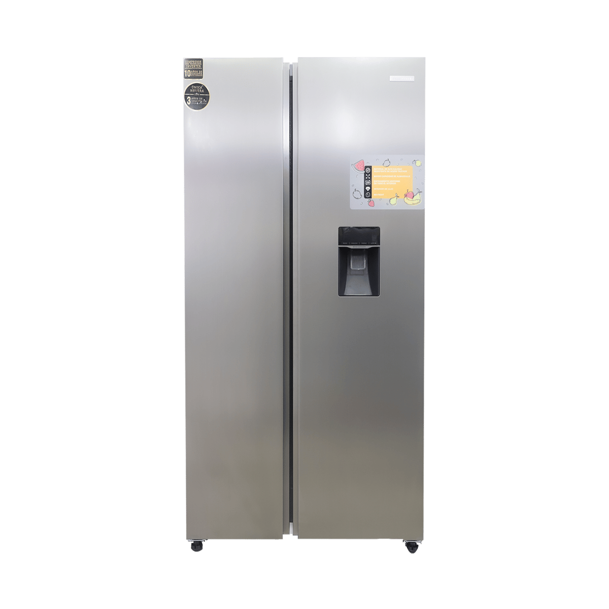 Nevera Tecnomaster Side By Side con Dispensador Silver 15 Pc TEHO-55S-WS