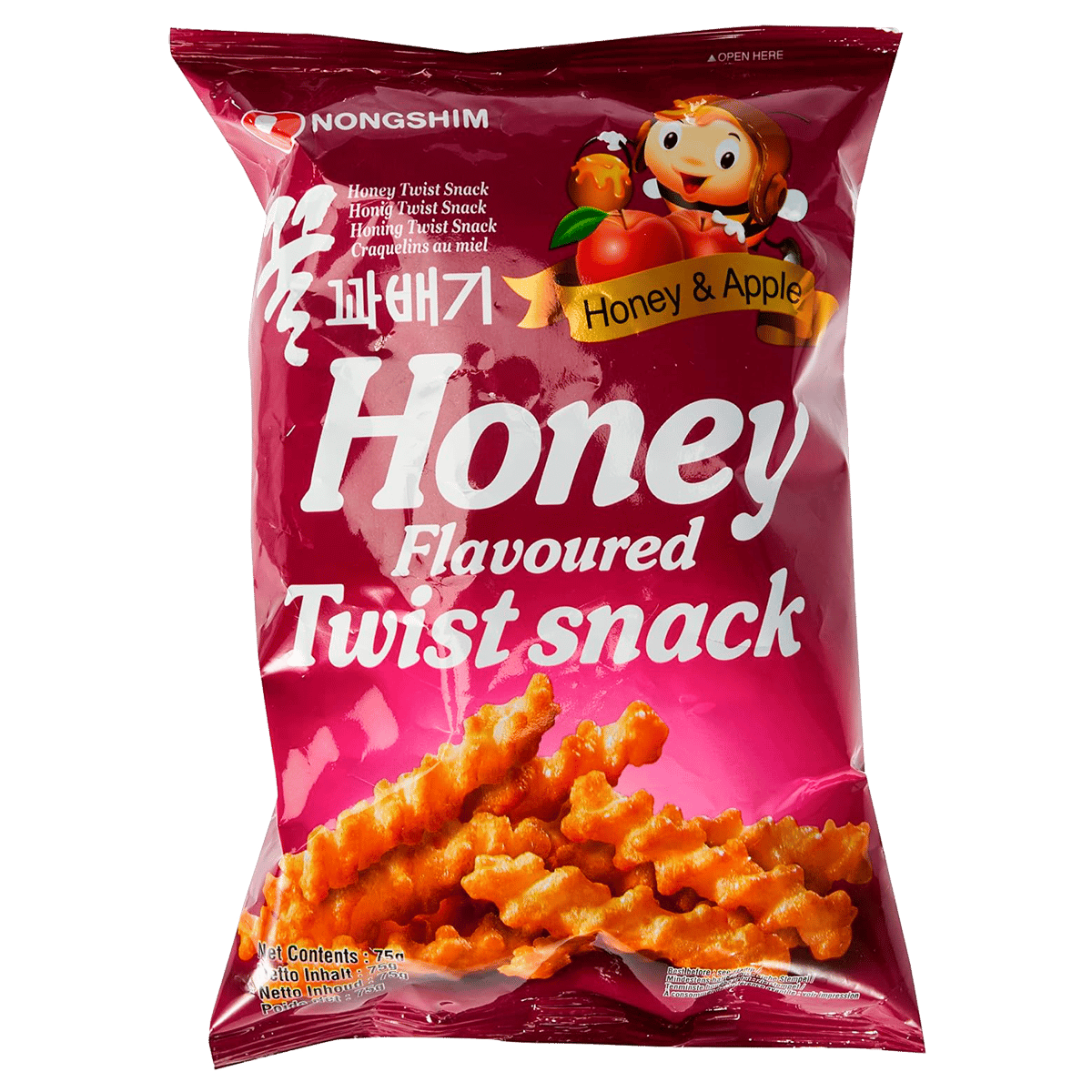 Snack de Maíz Nongshim Honey Twist Sabor Miel y Manzana 75 g