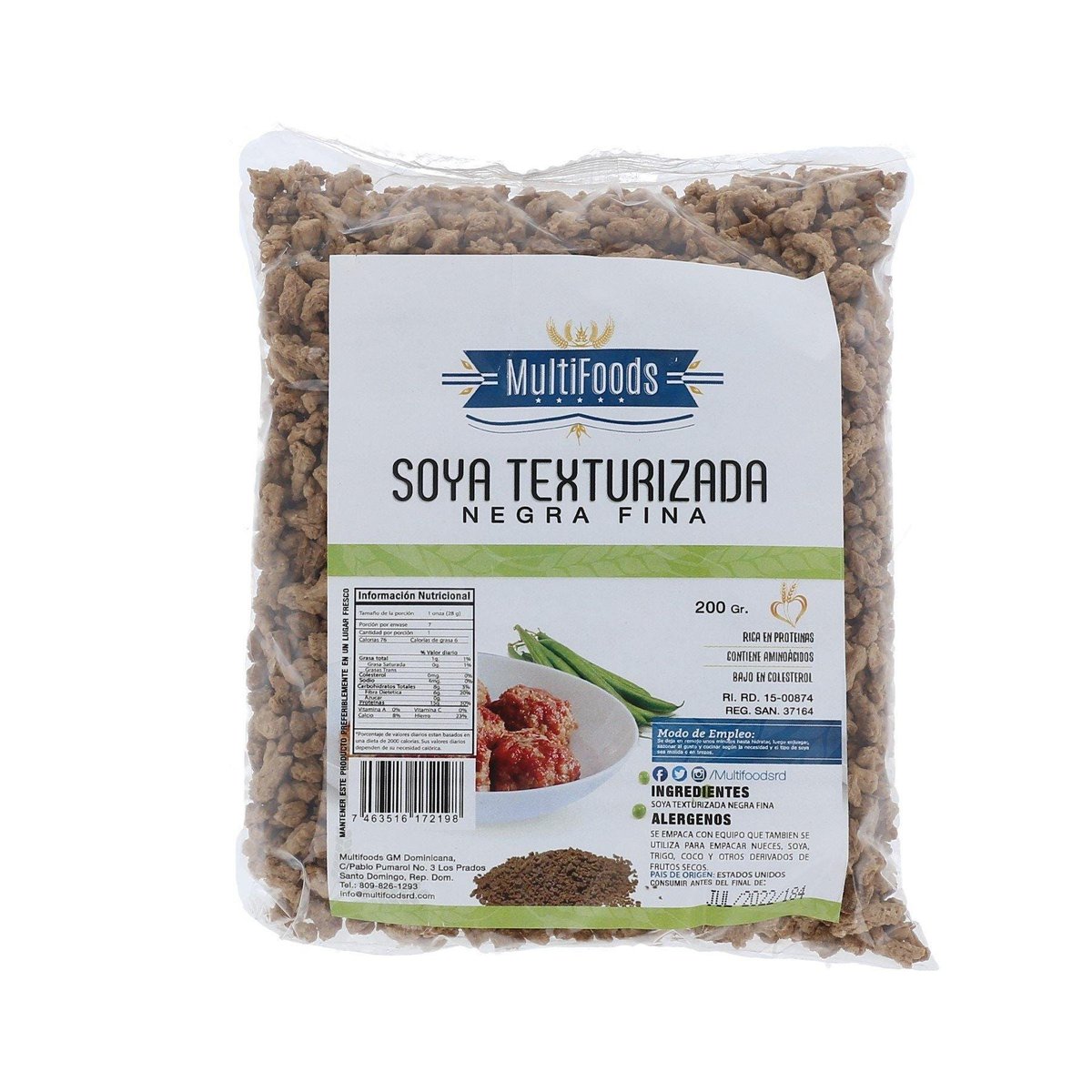 Soya Texturizada Multifoods Negra Fina 200 gr