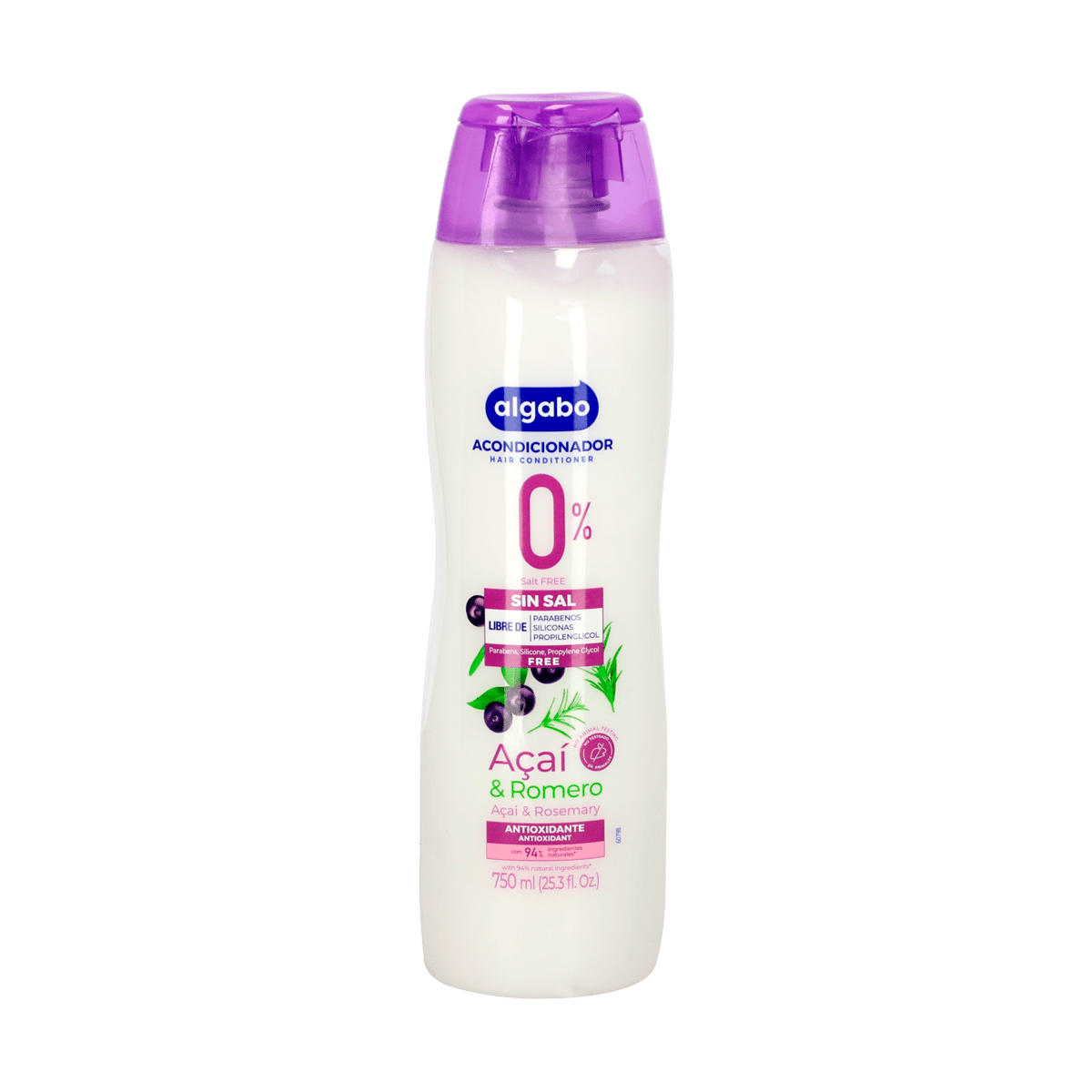 Acondicionador Antioxidante Algabo 0% Sal Acai & Romero 750ml