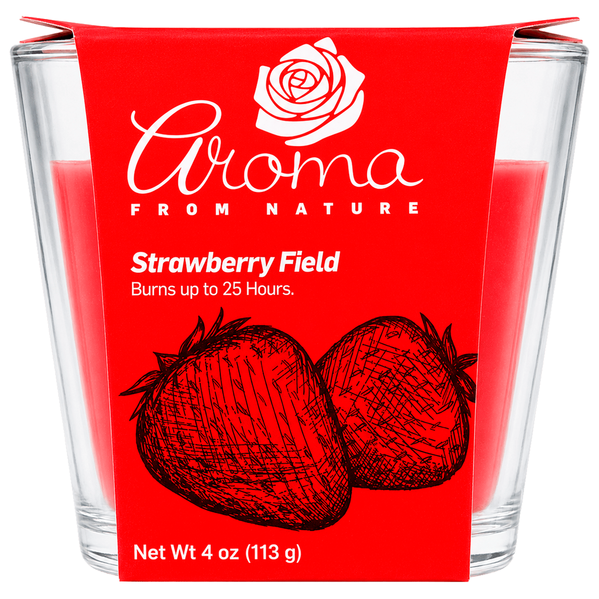 Vela Aromática Aroma Strawberry Fields 25 Horas 4 Oz