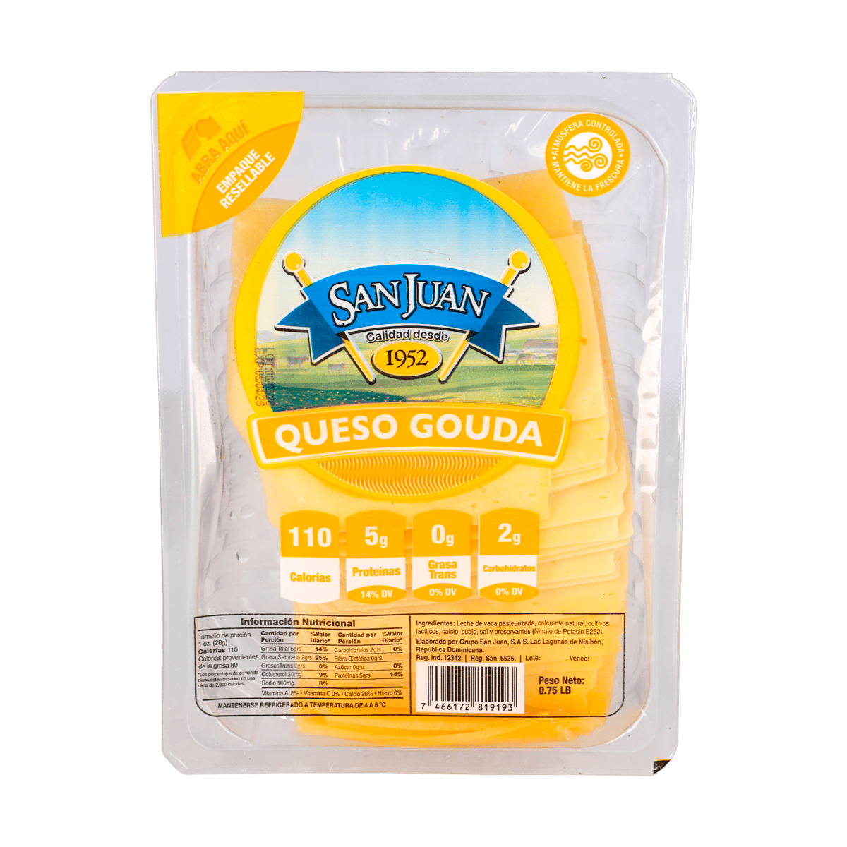 Queso Gouda Rebanado San Juan 0.75 LB