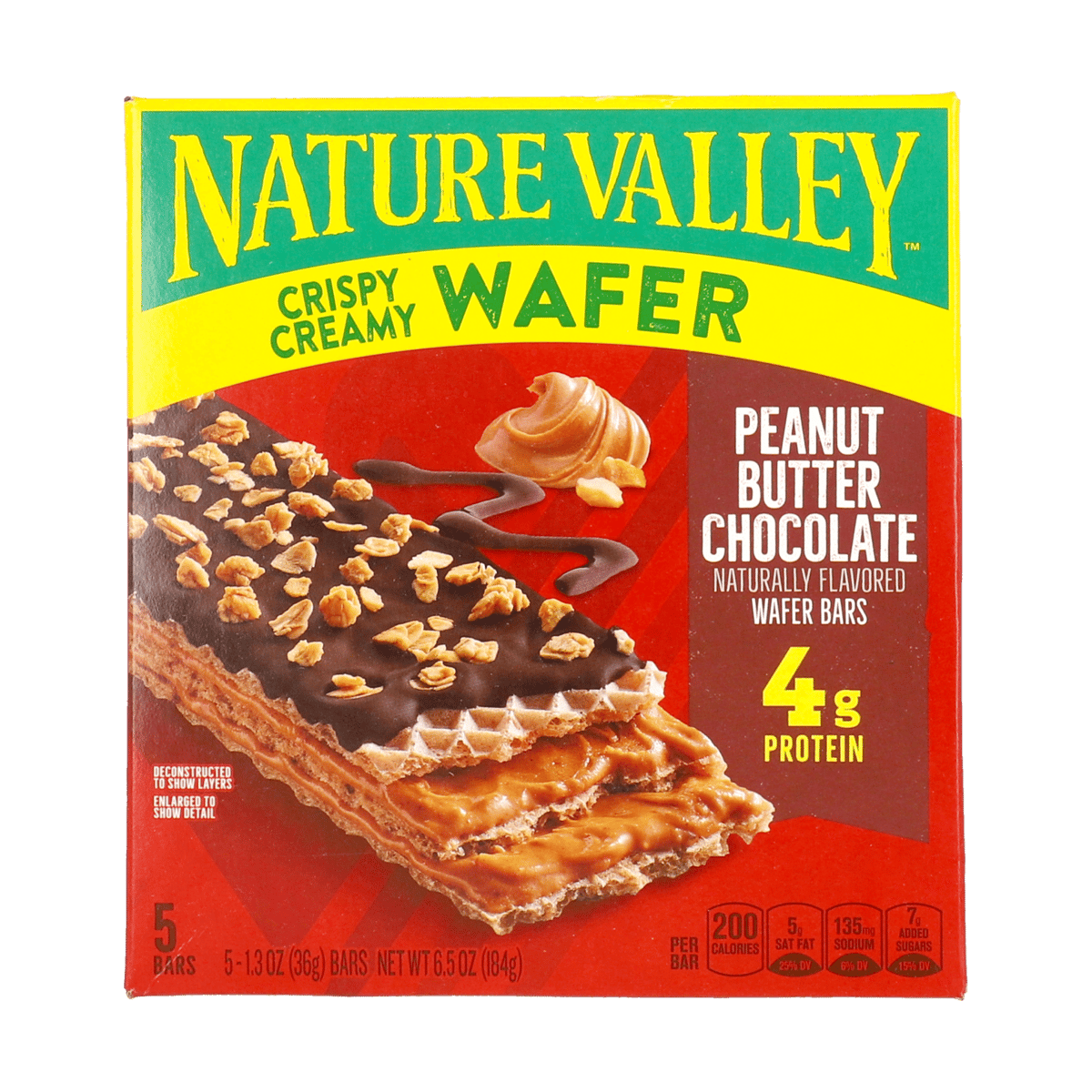 Wafer Bars Sabor Chocolate Con Mantequilla De Maní 5 uds de 4g de Proteína 